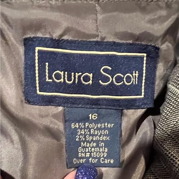 Two Piece Skirt Suit Lined Brown Striped Pockets Jacket 16 And Skirt 18 - Picture 8 of 14